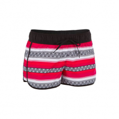 Szorty surfing TINI GUARANA damskie. Czerwone bermudy damskie OLAIAN, w paski, z materiału, sportowe. Za 39,99 zł.