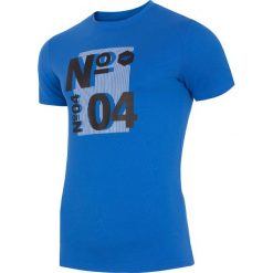 T-shirt męski TSM011 - kobalt. Niebieskie koszulki męskie 4f, m, bez wzorów, bez kołnierzyka. Za 49,99 zł.