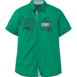 Koszula z krótkim rękawem bonprix zielony miętowy. Zielone koszule męskie bonprix, xl, z aplikacjami, bez kołnierzyka, z krótkim rękawem. Za 54,99 zł.