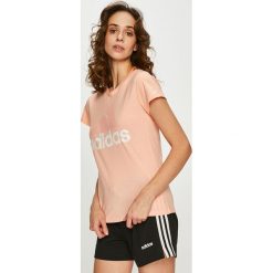 Adidas Performance - Top. Pomarańczowe topy damskie marki adidas Performance, m, z nadrukiem, z bawełny, z dekoltem typu hiszpanka. W wyprzedaży za 59,90 zł.