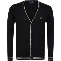 Kardigan "Orbite" w kolorze czarnym. Czarne kardigany męskie xxl, z aplikacjami, z bawełny. W wyprzedaży za 169,95 zł.
