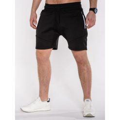 KRÓTKIE SPODENKI MĘSKIE DRESOWE P514 - CZARNE. Czarne spodenki i szorty męskie Ombre Clothing, m, bez wzorów, z bawełny, krótkie. Za 49,00 zł.