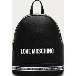 Love Moschino - Plecak skórzany. Czarne plecaki damskie Love Moschino, z nadrukiem, ze skóry. Za 1449,00 zł.