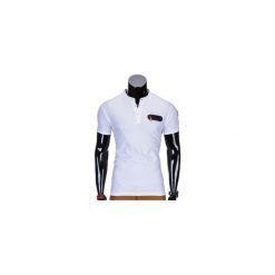 T-shirt męski bez nadruku S665 - biały. Białe t-shirty męskie Ombre Clothing, s, z nadrukiem, z bawełny, ze stójką. Za 29,00 zł.