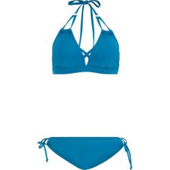 Bikini z trójkątnymi miseczkami (2 części) bonprix niebieskozielony morski. Niebieskie stroje kąpielowe damskie bonprix, bez wzorów. Za 54,99 zł.