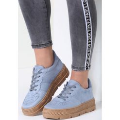 Niebieskie Creepersy Riparian Rights. Niebieskie buty sportowe damskie marki vices, na imprezę, bez wzorów, na wysokim obcasie, na platformie, na sznurówki. Za 69,99 zł.