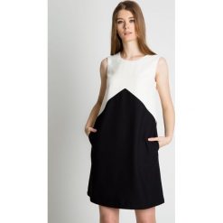 Sukienka bez rękawów z kieszeniami z boku BIALCON. Czarne sukienki damskie BIALCON, na co dzień, bez wzorów, z tkaniny, eleganckie, z klasycznym kołnierzykiem, bez rękawów, proste. W wyprzedaży za 137,00 zł.