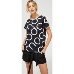 Bluzka bawełniana. Czarne bluzki damskie Moodo, xl, z nadrukiem, z bawełny, klasyczne, z okrągłym kołnierzem. Za 34,99 zł.