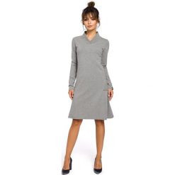 CAROLE Sukienka z klinami i wstawkami ze ściągacza - szara. Szare sukienki damskie BE, s, bez wzorów, z elastanu, eleganckie, bez kołnierzyka, bez rękawów. W wyprzedaży za 84,50 zł.