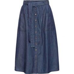 Spódniczka dżinsowa bonprix ciemny denim. Niebieskie spódniczki damskie bonprix, bez wzorów, z denimu, plisowane. Za 89,99 zł.