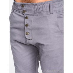 SPODNIE MĘSKIE JOGGERY P480 - SZARE. Szare joggery męskie Ombre Clothing, z bawełny. Za 84,00 zł.