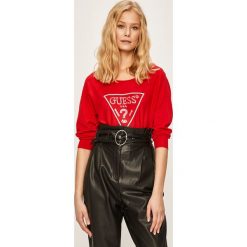 Guess Jeans - Sweter. Niebieskie swetry damskie Guess Jeans, s, z aplikacjami, z elastanu, bez rękawów, bez kaptura. W wyprzedaży za 299,90 zł.