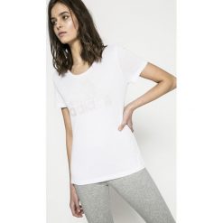 Adidas Performance - Top. Białe topy damskie marki adidas Performance, s, z nadrukiem, z bawełny, z okrągłym kołnierzem. W wyprzedaży za 119,90 zł.