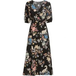 Sukienka midi bonprix czarny z nadrukiem. Czarne sukienki damskie bonprix, z nadrukiem, bez kołnierzyka, bez rękawów, midi. Za 179,99 zł.