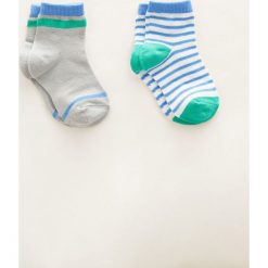 Mango Kids - Skarpetki dziecięce (2 pack). Niebieskie skarpetki chłopięce Mango Kids, bez wzorów, z elastanu. W wyprzedaży za 15,90 zł.