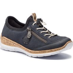 Półbuty RIEKER - N4263-14 Blau. Niebieskie półbuty damskie Rieker, z materiału. Za 279,99 zł.