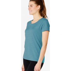 Koszulka krótki rękaw Gym & Pilates 500 damska. Niebieskie t-shirty damskie NYAMBA, l, bez wzorów, z elastanu, bez kołnierzyka, z krótkim rękawem, krótkie, bez kaptura, na fitness i siłownię. Za 19,99 zł.