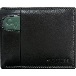Portfel męski skórzany n992-scv black+green. Czarne portfele męskie 4U Cavaldi, bez wzorów, ze skóry. Za 29,90 zł.