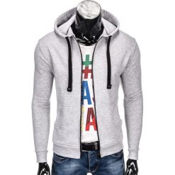 Bluzy męskie: BLUZA MĘSKA ROZPINANA Z KAPTUREM B671 – SZARA