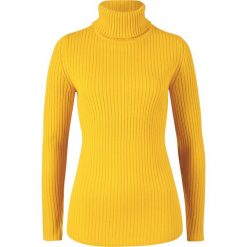 Sweter z golfem, w prążek bonprix żółty kanarkowy. Żółte swetry damskie bonprix, bez wzorów, bez rękawów, bez kaptura. Za 54,99 zł.