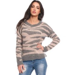 Sweter "Romy" w kolorze szaro-jasnoróżowym. Szare swetry damskie Scarlet Jones, l, bez wzorów, bez rękawów, bez kaptura. W wyprzedaży za 169,95 zł.