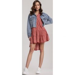 Czerwona Sukienka Kalithyia. Czerwone sukienki damskie Renee, xl, w kwiaty, bez kołnierzyka, z długim rękawem, długie, mini, oversize. Za 99,99 zł.