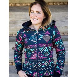 Bluza damska z kapturem INDIAN granatowa. Bluzy damskie Pakamera, bez wzorów, ze skóry, bez rękawów, z kapturem. Za 289,00 zł.