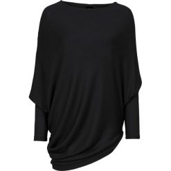 Sweter oversize z asymetrycznym dołem bonprix czarny. Czarne swetry damskie marki bonprix, bez wzorów, bez rękawów, bez kaptura. Za 109,99 zł.