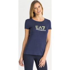 T-SHIRT EA7 Emporio Armani. Szare t-shirty damskie EA7 Emporio Armani, s, z nadrukiem, z elastanu, z okrągłym kołnierzem. Za 167,40 zł.