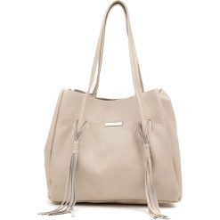 Shopper bag damskie: Skórzany shopper bag w kolorze beżowym – 49 x 28 x 17 cm
