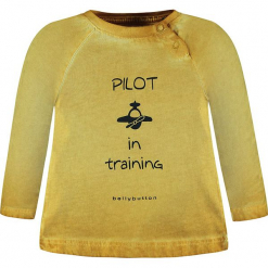 Koszulka w kolorze żółtym. Żółte t-shirty chłopięce z długim rękawem bellybutton, z nadrukiem, z bawełny. W wyprzedaży za 37,95 zł.