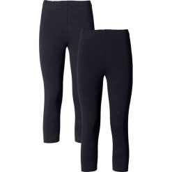 Legginsy rybaczki (2 pary) bonprix czarny + czarny. Czarne spodnie damskie bonprix, bez wzorów. Za 55,98 zł.