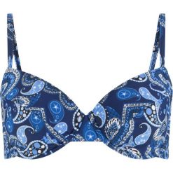 Biustonosz bikini na fiszbinach bonprix niebieski z nadrukiem. Niebieskie stroje kąpielowe damskie bonprix, z nadrukiem. Za 59,99 zł.