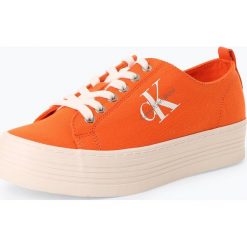 Calvin Klein Jeans - Tenisówki damskie, pomarańczowy. Pomarańczowe trampki i tenisówki damskie Calvin Klein Jeans, bez wzorów, z jeansu, bez zapięcia. Za 349,95 zł.