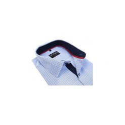 Koszula w niebieską kratkę MA1. Niebieskie koszule męskie Modini Moda Męska, m, w kratkę, z bawełny, casualowe, bez kołnierzyka, z długim rękawem. Za 125,10 zł.