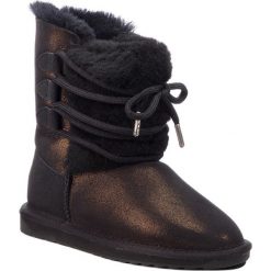 Buty EMU AUSTRALIA - Sorby W11789 Black Metallic. Czarne kozaki damskie EMU Australia, ze skóry, klasyczne, na niskim obcasie, bez zapięcia. Za 769,00 zł.