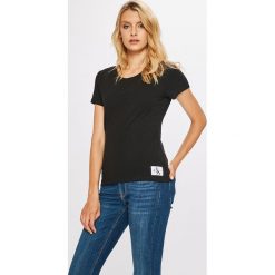 Calvin Klein Jeans - Top. Szare topy damskie Calvin Klein Jeans, l, z bawełny, z okrągłym kołnierzem. Za 119,90 zł.