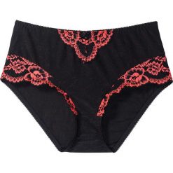Figi maxi bonprix czarno-koralowy. Czarne figi damskie marki bonprix, z żakardem. Za 24,99 zł.