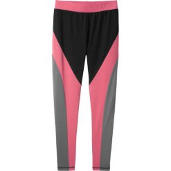 Legginsy sportowe bonprix czarno-dymny szary - pastelowy jasnoróżowy. Czarne spodnie dziewczęce bonprix, z aplikacjami, z elastanu, sportowe. Za 54,99 zł.