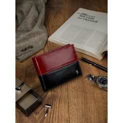 Portfel męski skórzany RFID Rovicky N992-VT2 - czarny / czerwony. Czerwone portfele męskie ROVICKY, bez wzorów, ze skóry. Za 64,99 zł.