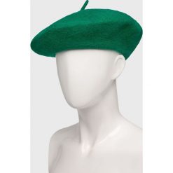 Pieces - Beret. Zielone czapki damskie Pieces, bez wzorów, z wełny. W wyprzedaży za 49,90 zł.
