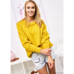 Sweter Zarka Kolor Musztarda UNI. Czarne swetry damskie LIGARI, uniwersalny, w paski, z bawełny, bez rękawów, bez kaptura. Za 100,00 zł.