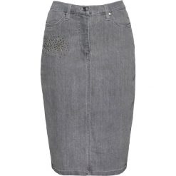 Spódnica dżinsowa z połyskującymi kamieniami bonprix szary denim. Szare spódniczki damskie bonprix, bez wzorów, z denimu. Za 99,99 zł.