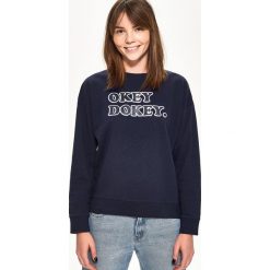 Bluzy damskie: Bluza z napisem – Granatowy