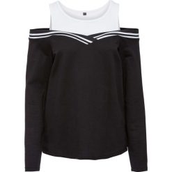Bluzy damskie: Bluza 2 w 1 bonprix czarno-biel wełny