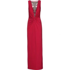 Sukienka wieczorowa bonprix magenta. Fioletowe sukienki damskie bonprix, z aplikacjami, eleganckie, bez kołnierzyka, bez rękawów. Za 124,99 zł.