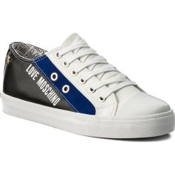 Trampki LOVE MOSCHINO - JA15203G15IA510B Bi/Ne/Bt. Białe półbuty damskie Love Moschino, na co dzień, bez wzorów, z gumy, bez obcasa, na płaskiej podeszwie, bez zapięcia. W wyprzedaży za 429,00 zł.