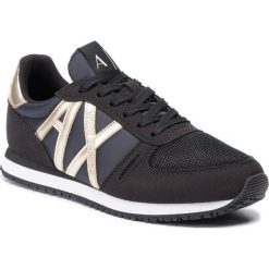 Sneakersy ARMANI EXCHANGE - XDX031 XV137 N692 Black/Lt Gold. Czarne półbuty damskie Armani Exchange, bez wzorów, ze skóry ekologicznej, bez obcasa, na płaskiej podeszwie, bez zapięcia. Za 469,00 zł.