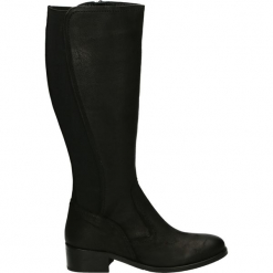 Kozaki - 7663 BLACK. Czarne buty zimowe damskie Venezia, z nubiku. Za 439,00 zł.