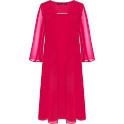 Malinowa sukienka z szyfonu. Różowe sukienki damskie Vito Vergelis, plus size, bez wzorów, z szyfonu, bez kołnierzyka, plus size, bez rękawów, oversize. W wyprzedaży za 330,00 zł.